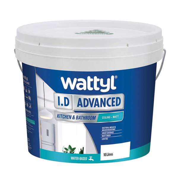 Wattyl I.D Advanced Kitchen & Bathroom Ceiling White 10L