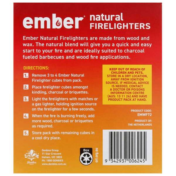 Ember Natural Firelighters - 72 Pack