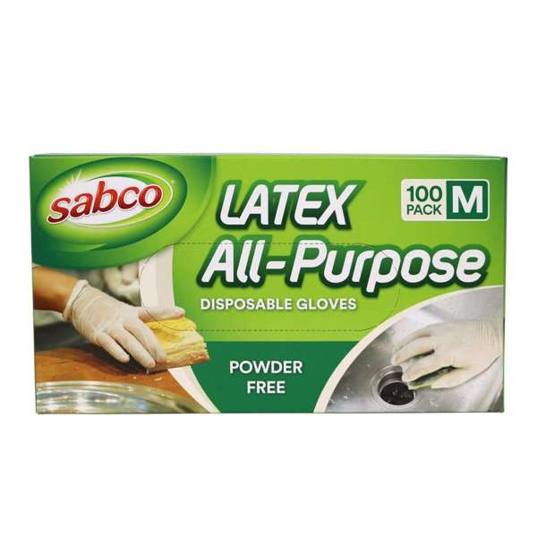 Sabco Latex All Purpose Disposable Gloves Medium - 100 Pack