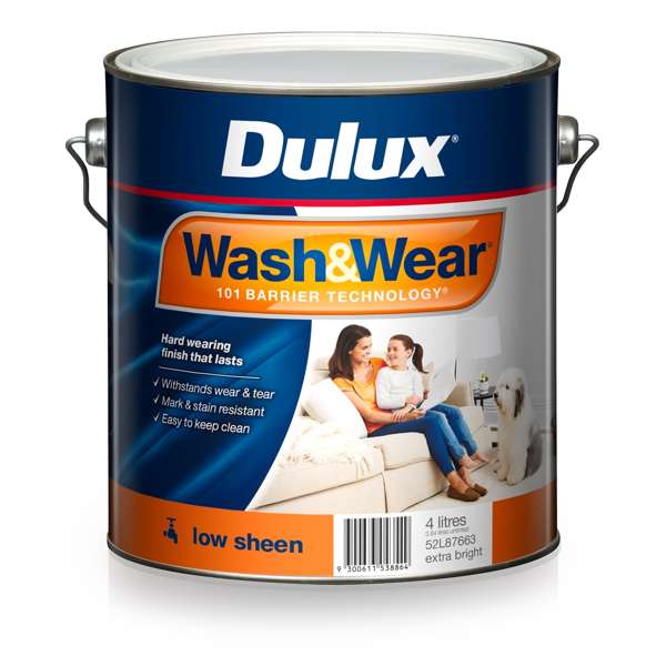 Dulux 4L Wash&Wear Low Sheen Extra Bright Interior Paint