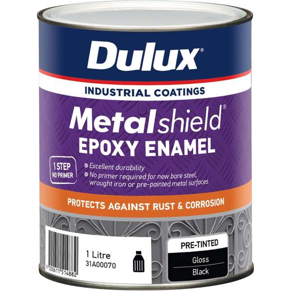 Dulux 1L Metalshield Epoxy Enamel Gloss Paint Black