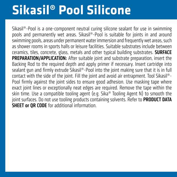 Sika 300ml White Premium Swimming Pool Silicone Sealant - White