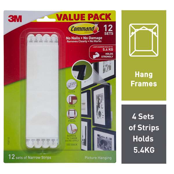 Command Picture Hanging Strip White Narrow - 4 Pack