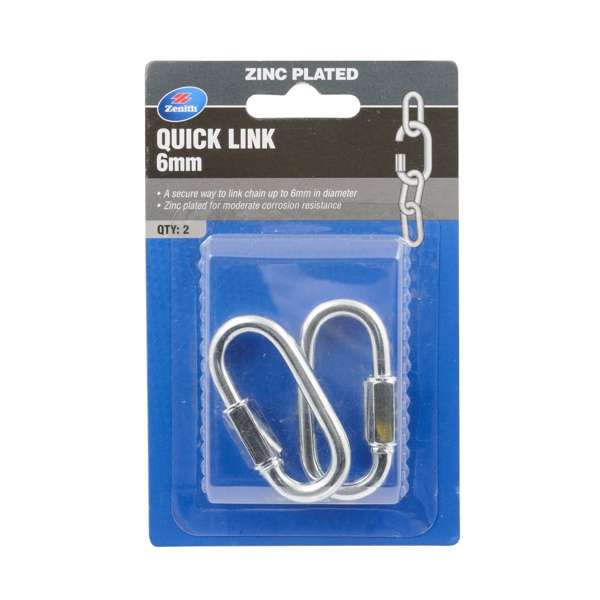 Zenith 6mm Zinc Plated Quick Link - 2 Pack