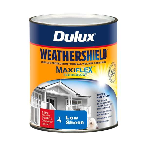 Dulux 1L True Red Low Sheen Weathershield Exterior Paint