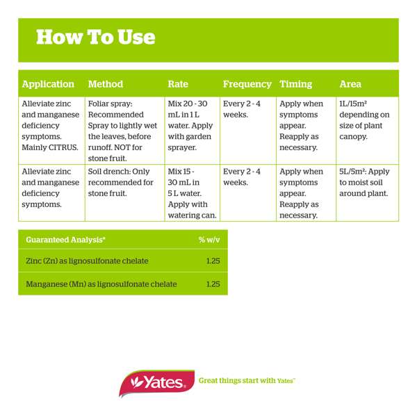 Yates Citrus Cure Zinc & Manganese Chelate Fertiliser 500mL