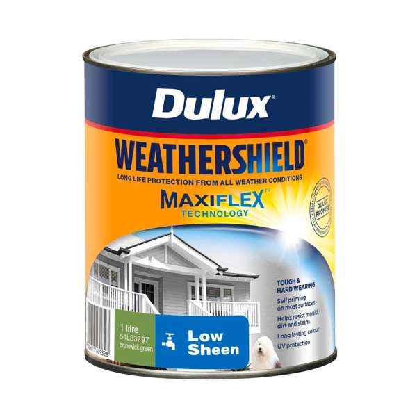 Dulux 1L Exterior Paint Weathershield Low Sheen Brunswick Green