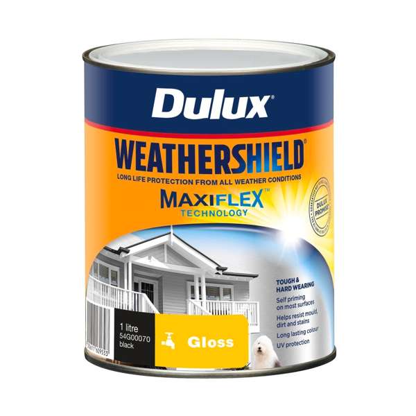 Dulux 1L Black Exterior Paint Weathershield Gloss