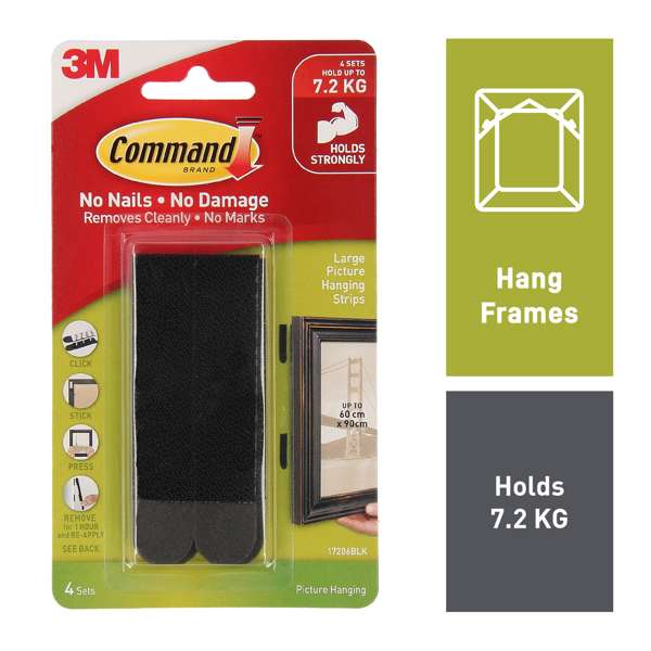 Command Picture Hanging Strips Large Black - 4 Pack