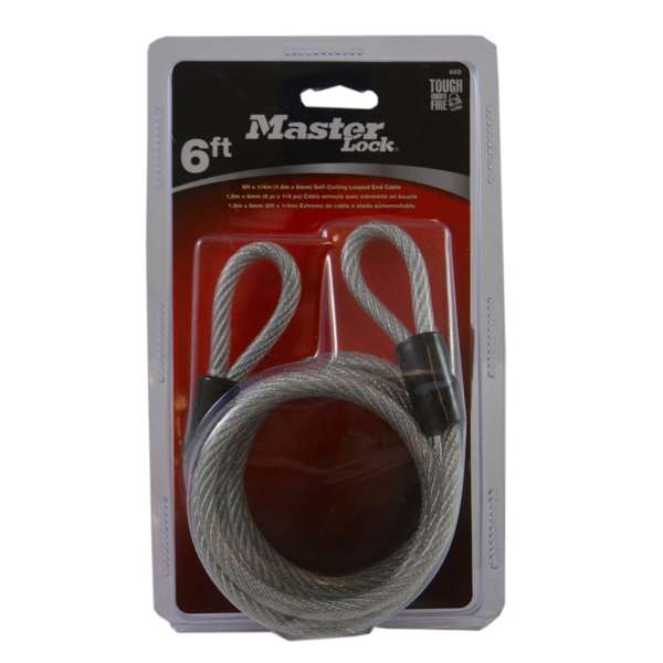 Master Lock 6mm x 1.8m Looped Self Coil Cable