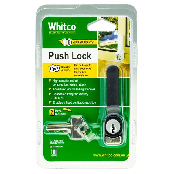 Whitco Sliding Window Push Lock - Black