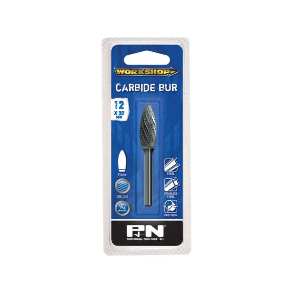 P&N Carbide Burr Flame 12 x 30mm