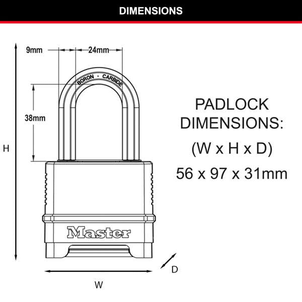 Master Lock Excell Combination Padlock 38mm