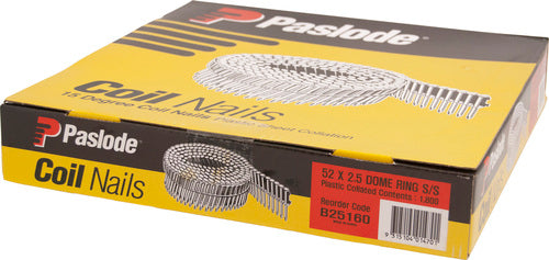 Paslode Stainless Steel 15Deg Plastic Collated Coil Ring Dome 1800pk - 52 x 2.5mm