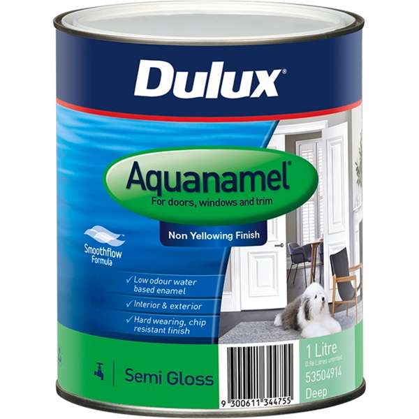 Dulux 1L Enamel Paint Aquanamel Semi Gloss Deep