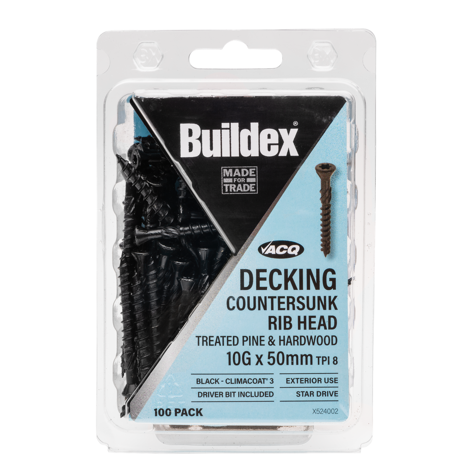 Buildex Black Decking Screws 10G x 50mm