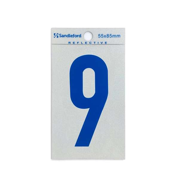 Sandleford 85mm Reflective Blue Self Adhesive House Number 9