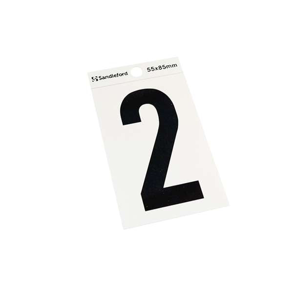 Sandleford 85mm Silver/Black Self Adhesive House Number 2