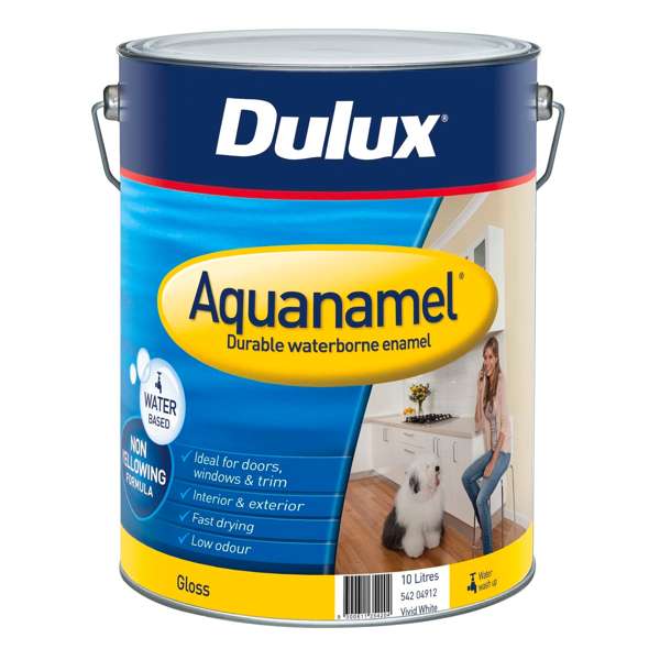 Dulux 10L Aquanamel High Gloss Vivid White Enamel Paint