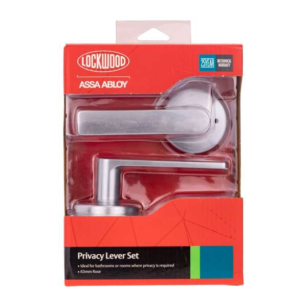 Lockwood Velocity Element Lever 3 Privacy Satin Chrome Plate 63mm