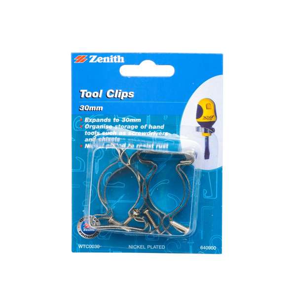 Zenith 30mm Nickel Plated Tool Clip - 4 Pack