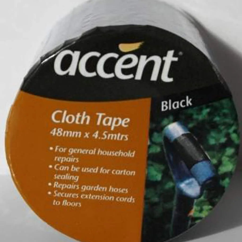 Accent Cloth Tape Black 48mm x 4.5m