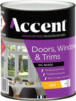 Accent Doors, Windows & Trims Oil Based Gloss White 1L