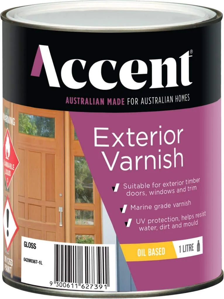 Accent Exterior Varnish Oil Based Gloss Clear 1L