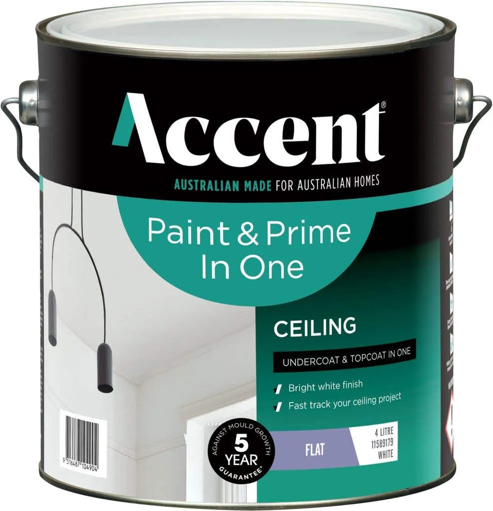 Accent Paint & Prime in One Ceiling Flat White 4L