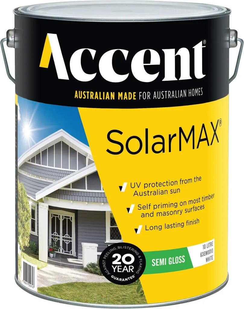 Accent SolarMax Exterior Paint Semi Gloss White 10L