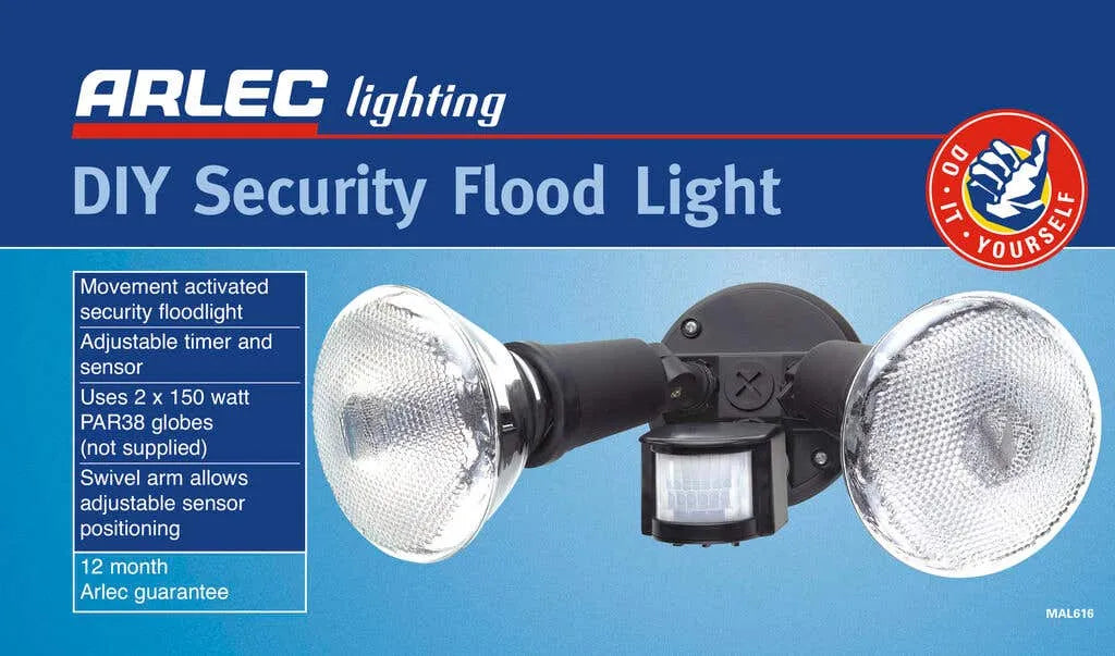 Arlec DIY Security Twin Floodlight with Plug