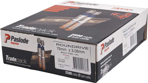 Paslode Impulse (Gas) Bright R-Drive Nails 2500pk - 75 x 3.06mm #B31200T