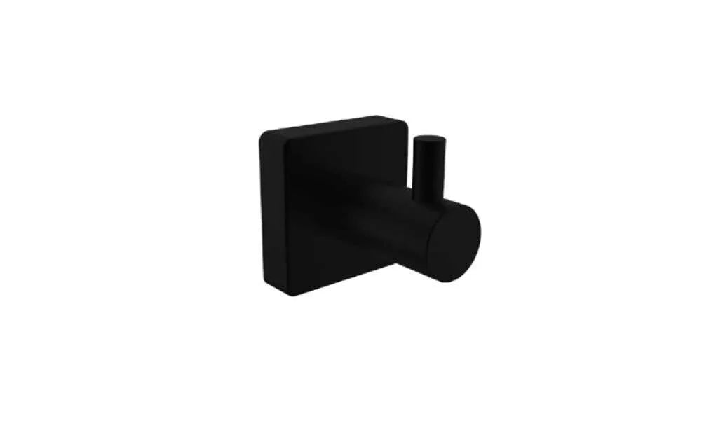 Bolera Robe Hook Round & Square Plates Black