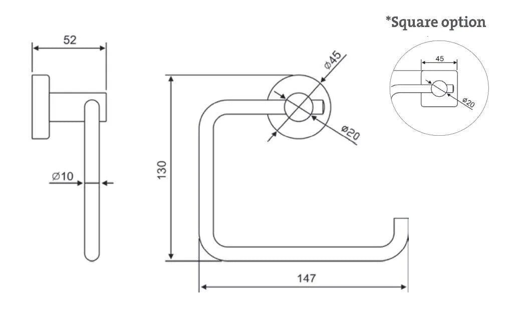 Bolera Toilet Roll Holder Round & Square Plates Black