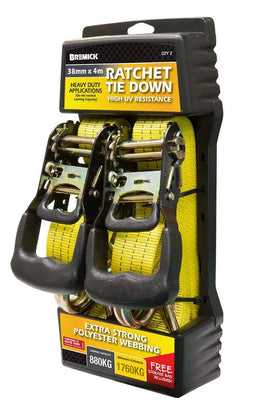 Bremick Ratchet Tie Down 38mm x 4m 2 Pack