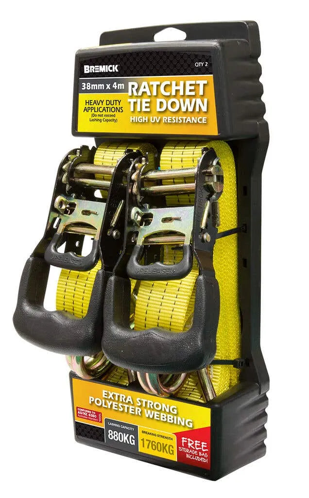 Bremick Ratchet Tie Down 38mm x 4m 2 Pack