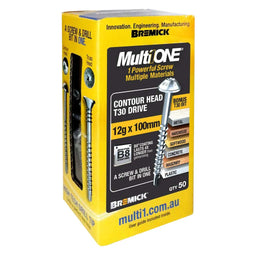 Bremick Screw MultiOne Contour Head Torx Drive 30 B8 Coated 12g x 100mm - 50 Pack