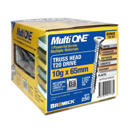 Bremick Screw MultiOne Countersunk Truss Head 20 B8 Coated 10g x 65mm - 250 Pack