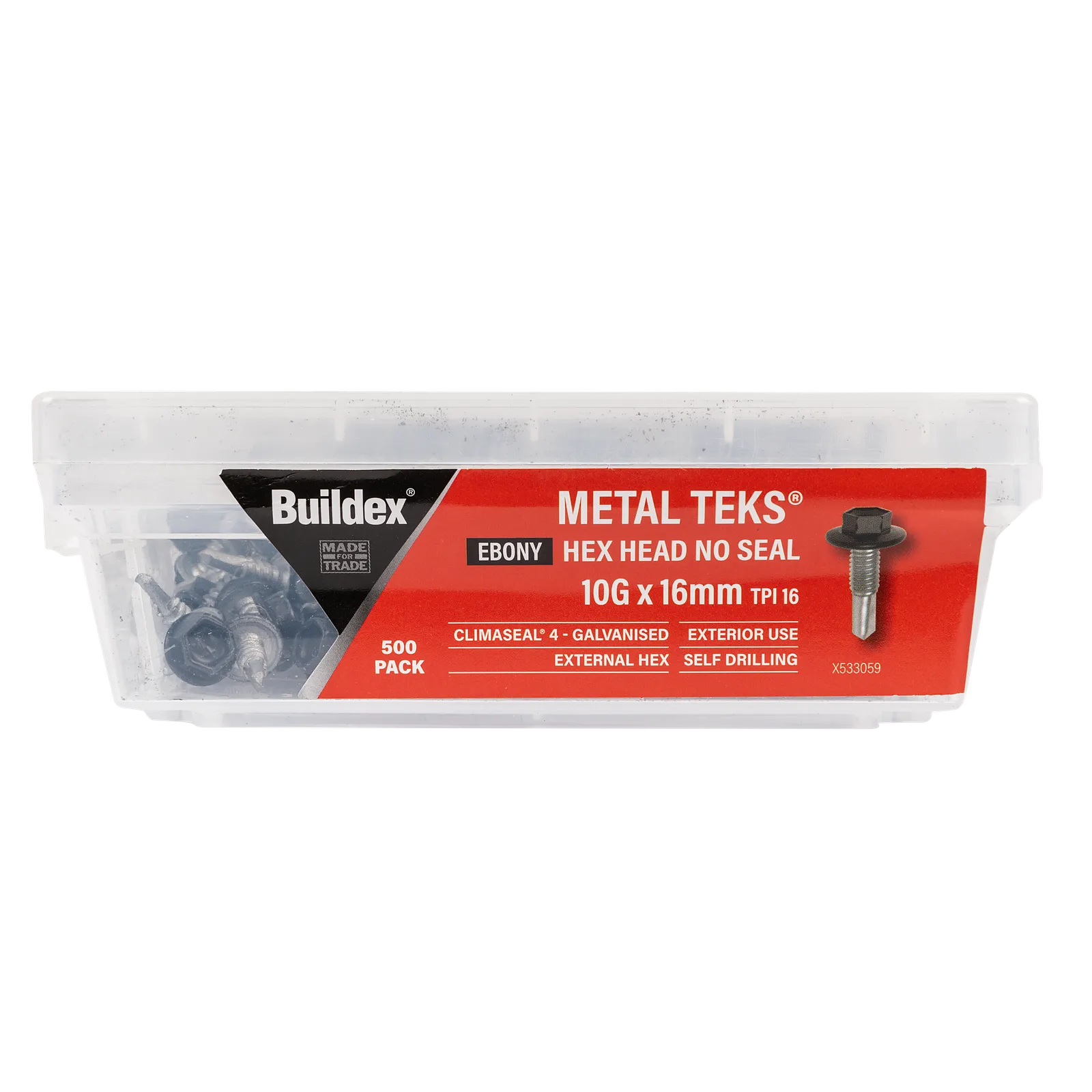 Buildex 10g x 16mm Night Sky Hex Head Metal Tek Screws - 500 Box