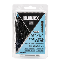 Buildex 10g x 65mm Black Decking Screws - 100 Pack
