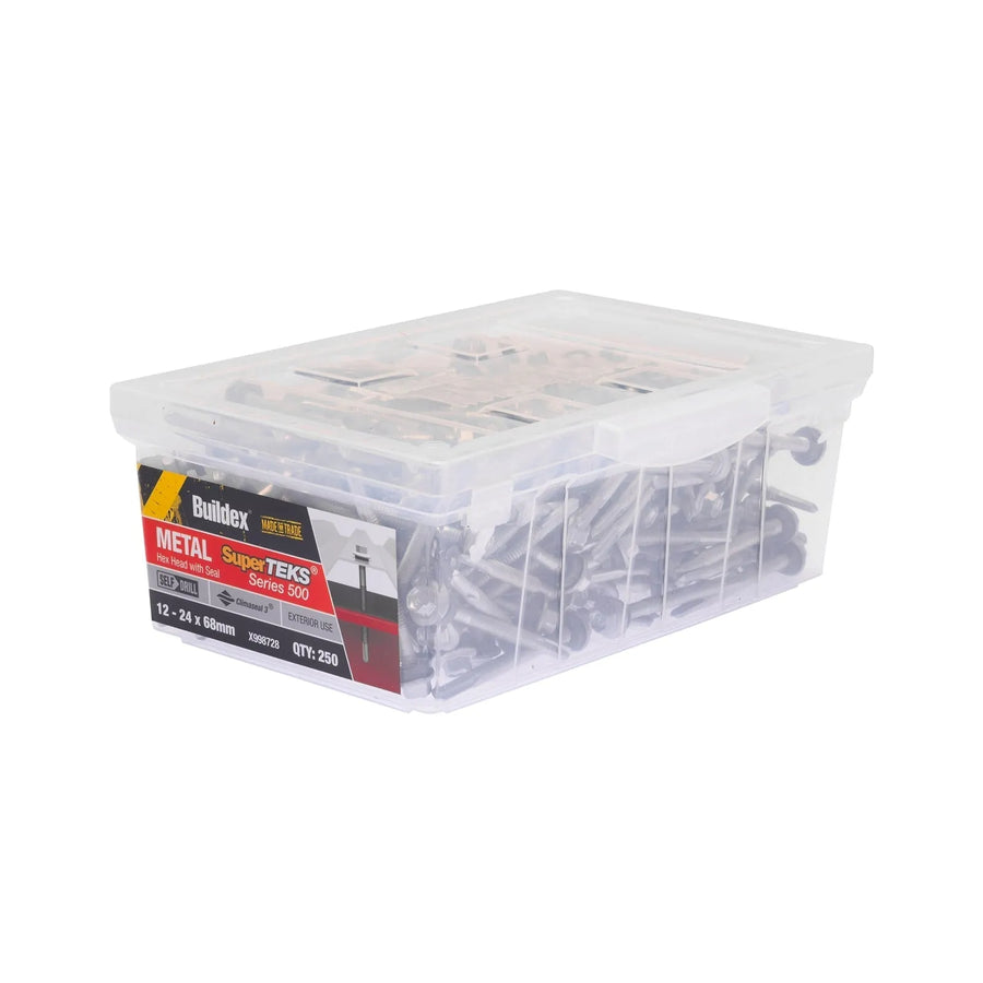 Buildex 12 - 24 x 68mm SuperTEKS Series 500 Hex Head Metal Screw - 250 Box