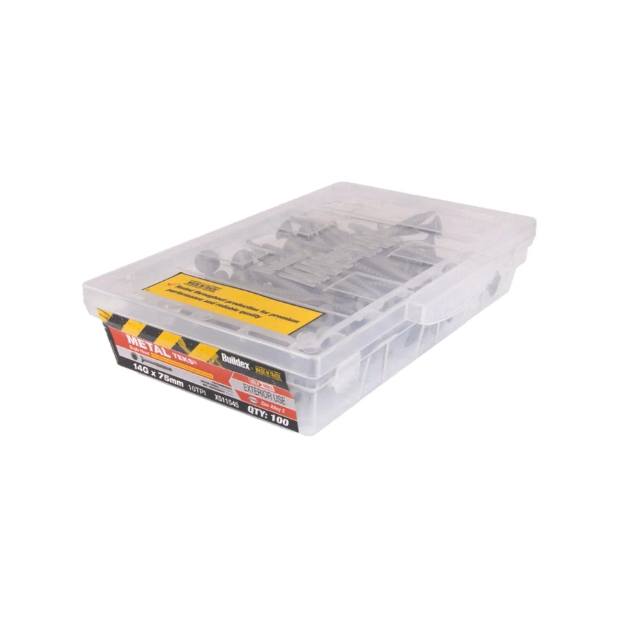 Buildex 14G x 75mm Zinc Alloy Bugle Batten Tek Screw - 100 Box