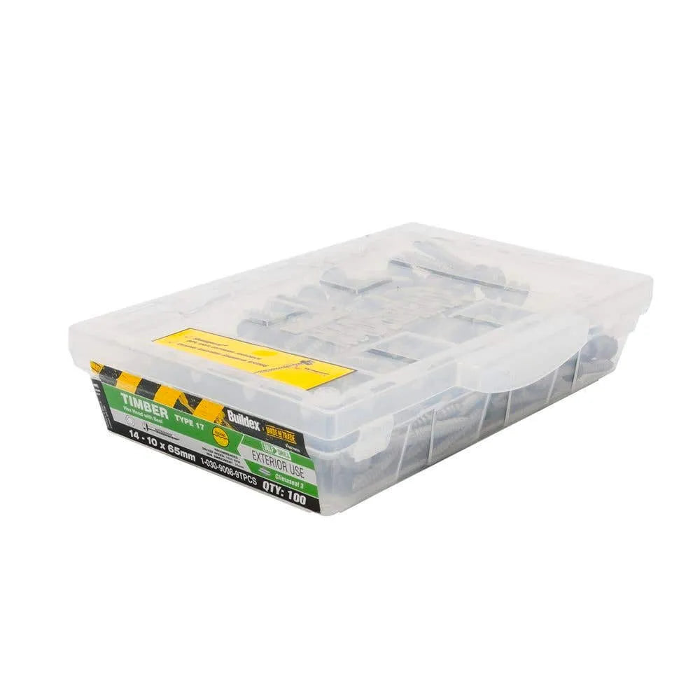 Buildex Timber Hex Head with Seal Type 17 14-10 x 65mm - Box of 100