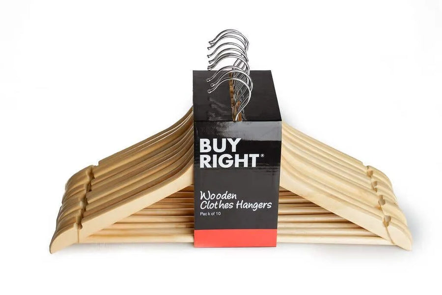 Buy Right Hanger Clothes Wooden - 10 Pack