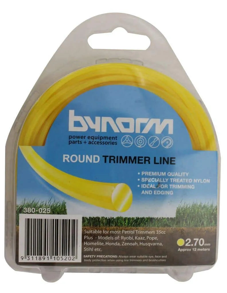 Bynorm Round Whipper Snipper Cord Yellow 2.7mm x 12m