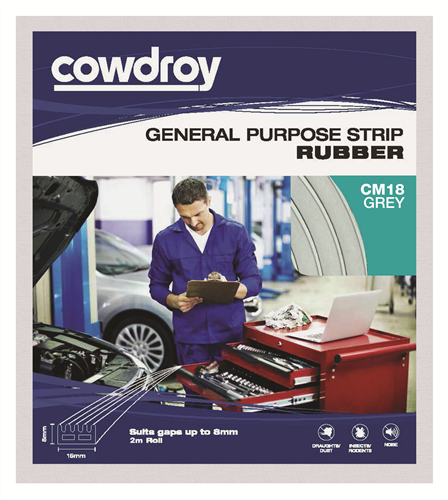 Cowdroy General Purpose Strip Rubber 8 x 16mm x 2m
