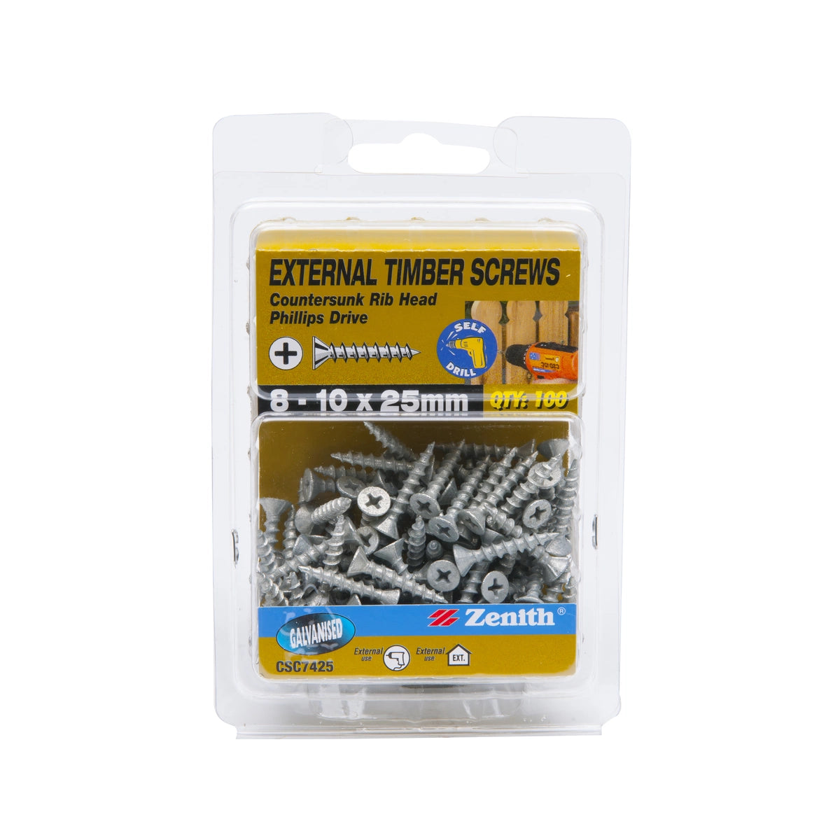 Zenith Timber Screws Button Galv 8G x 25mm 100 Pack