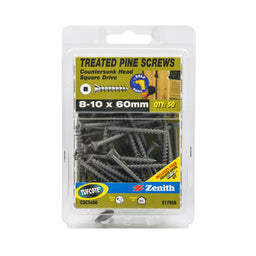 Zenith Screw Treated Pine Tufcote Square Drive 8G x 60mm - 16 Pack