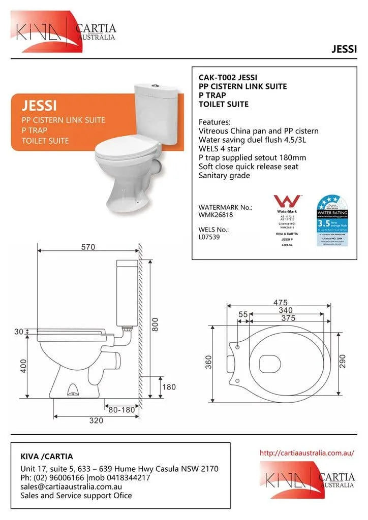 Cartia Jessi P Trap Toilet Suite