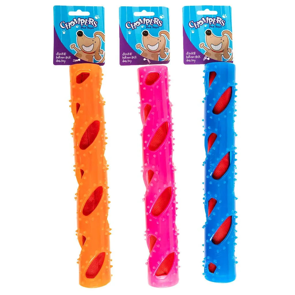 Chompers Crinkle Throw Stick Dog Toy